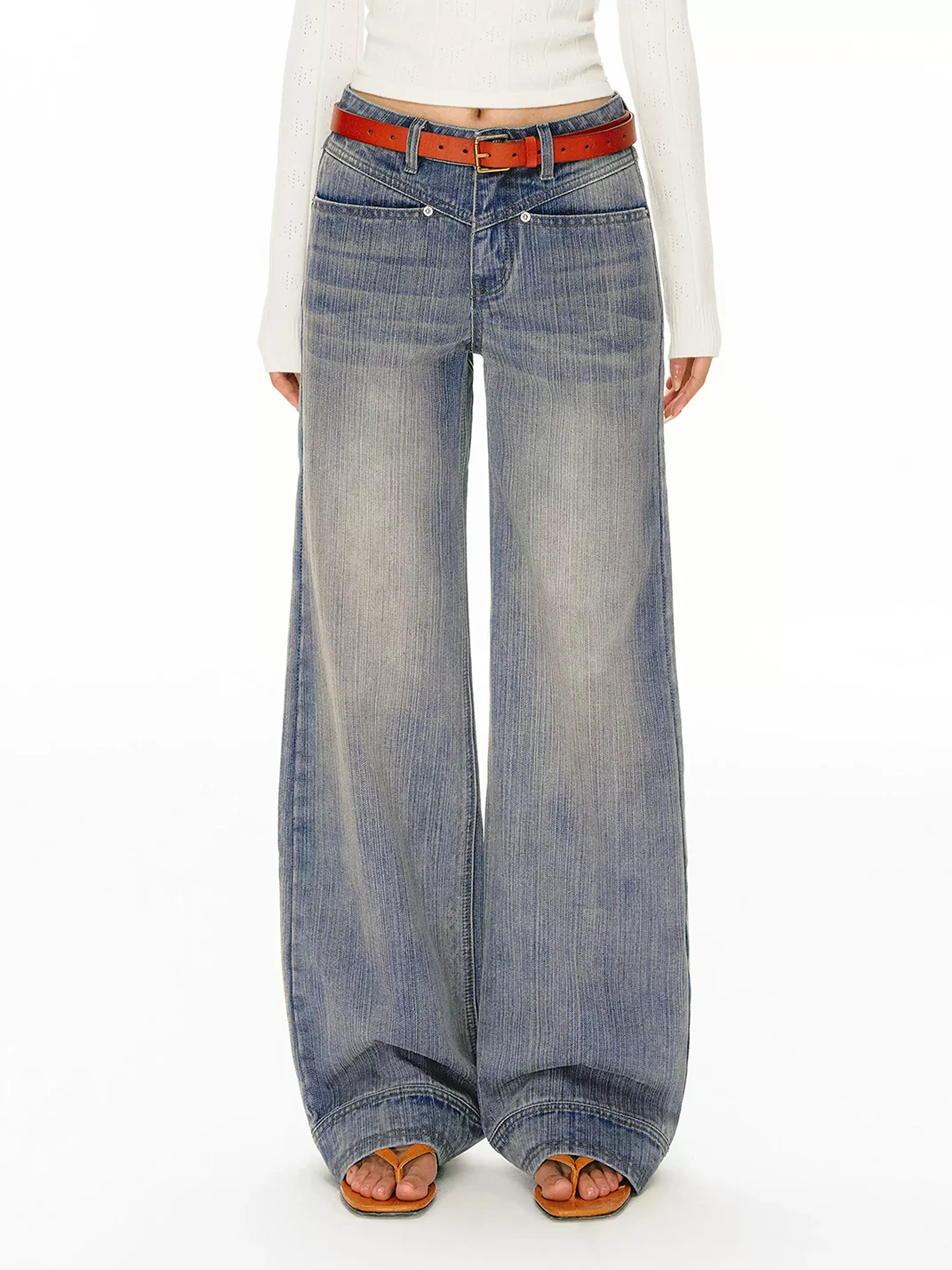 ARISEISM | Loose Low-Rise Washed Jeans