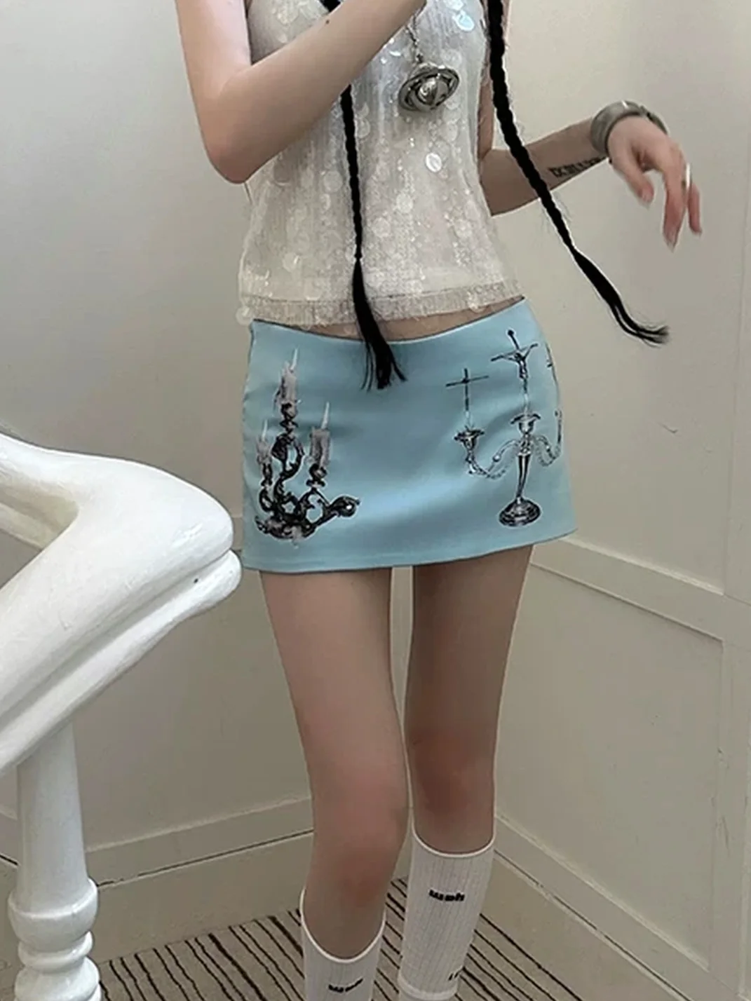 Common in 0120 | Candelabra Print A-Line Mini Skirt