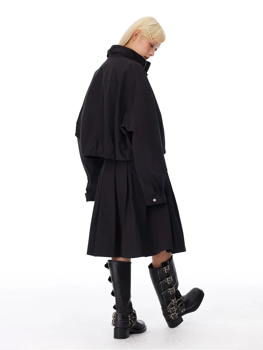 HORAHORA | Black Utility Jacket And A-Line Skirt Set