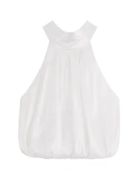 Common in 0120 | Tie-Back Pleated Bubble Hem Halter Top