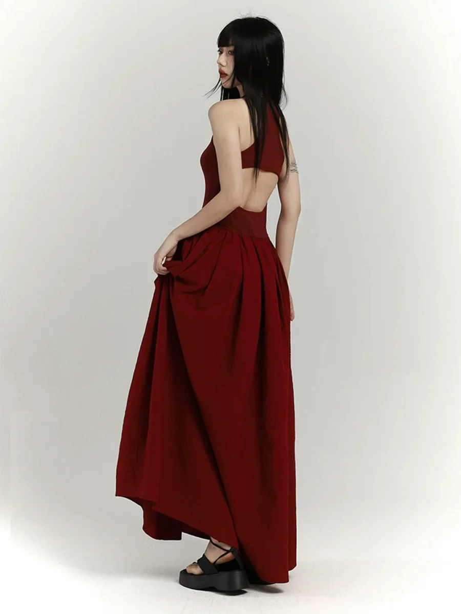 LADYGHOST | Red Fitted Waist Maxi Dress - 2