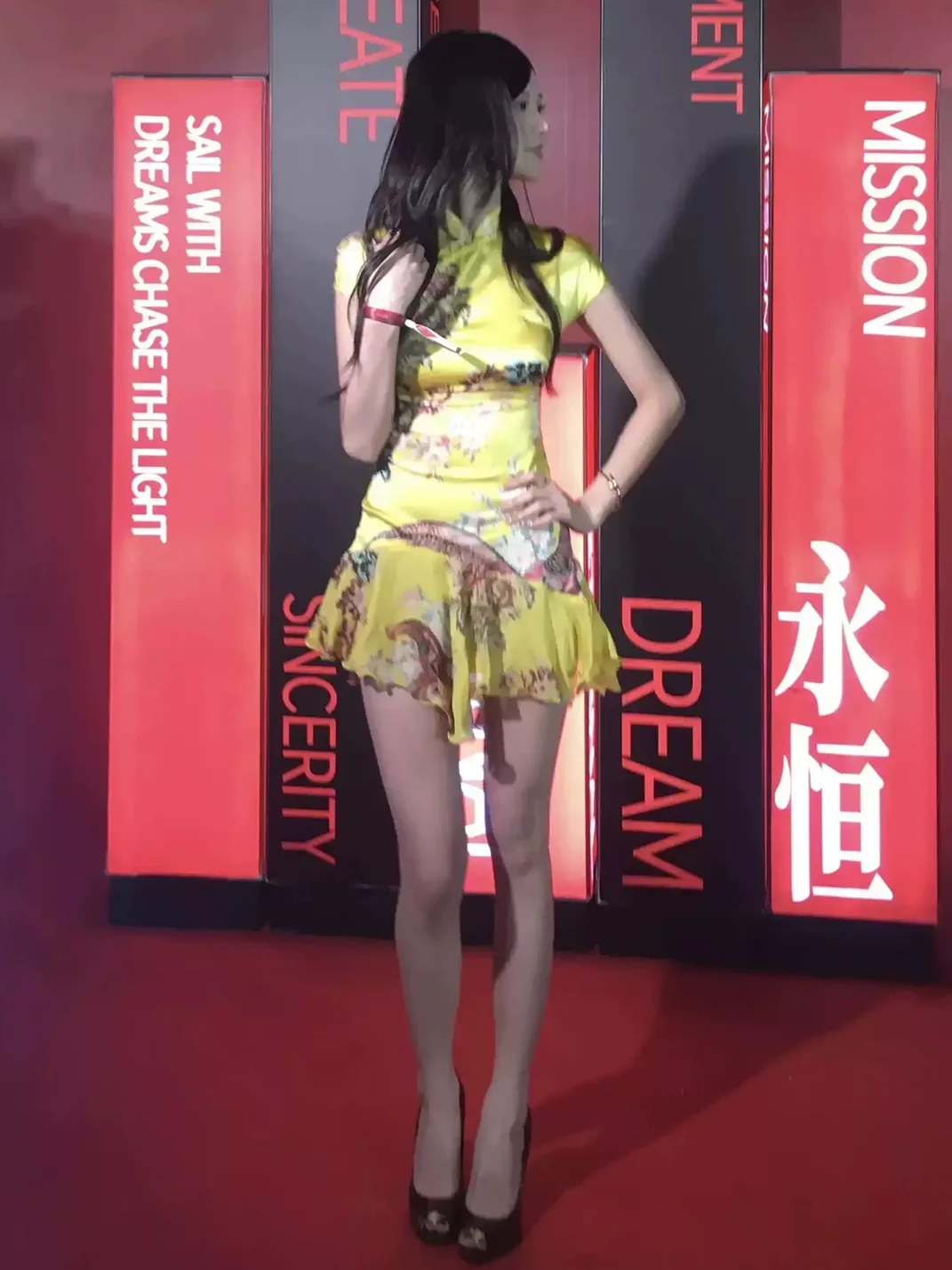 GDNH | Printed Stand Collar Slim-Fit Cheongsam Mini Dress