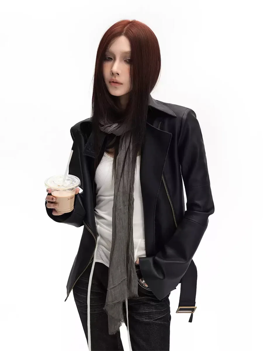 Common in 0120 | Vintage Two-Way Zip Faux Leather Jacket - 3