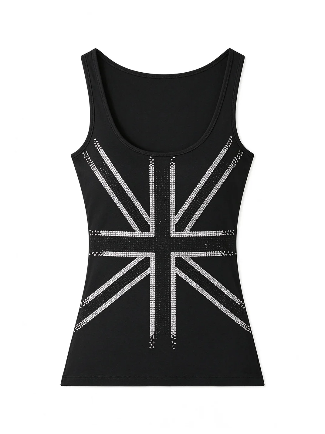 Common in 0120 | Rhinestone Lyocell U-Neck Sleeveless Tank Top
