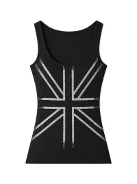 Common in 0120 | Rhinestone Lyocell U-Neck Sleeveless Tank Top