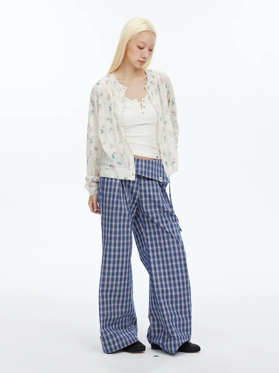 HORAHORA | Watercolor Rose Print Linen Blend Knit Cardigan - 4