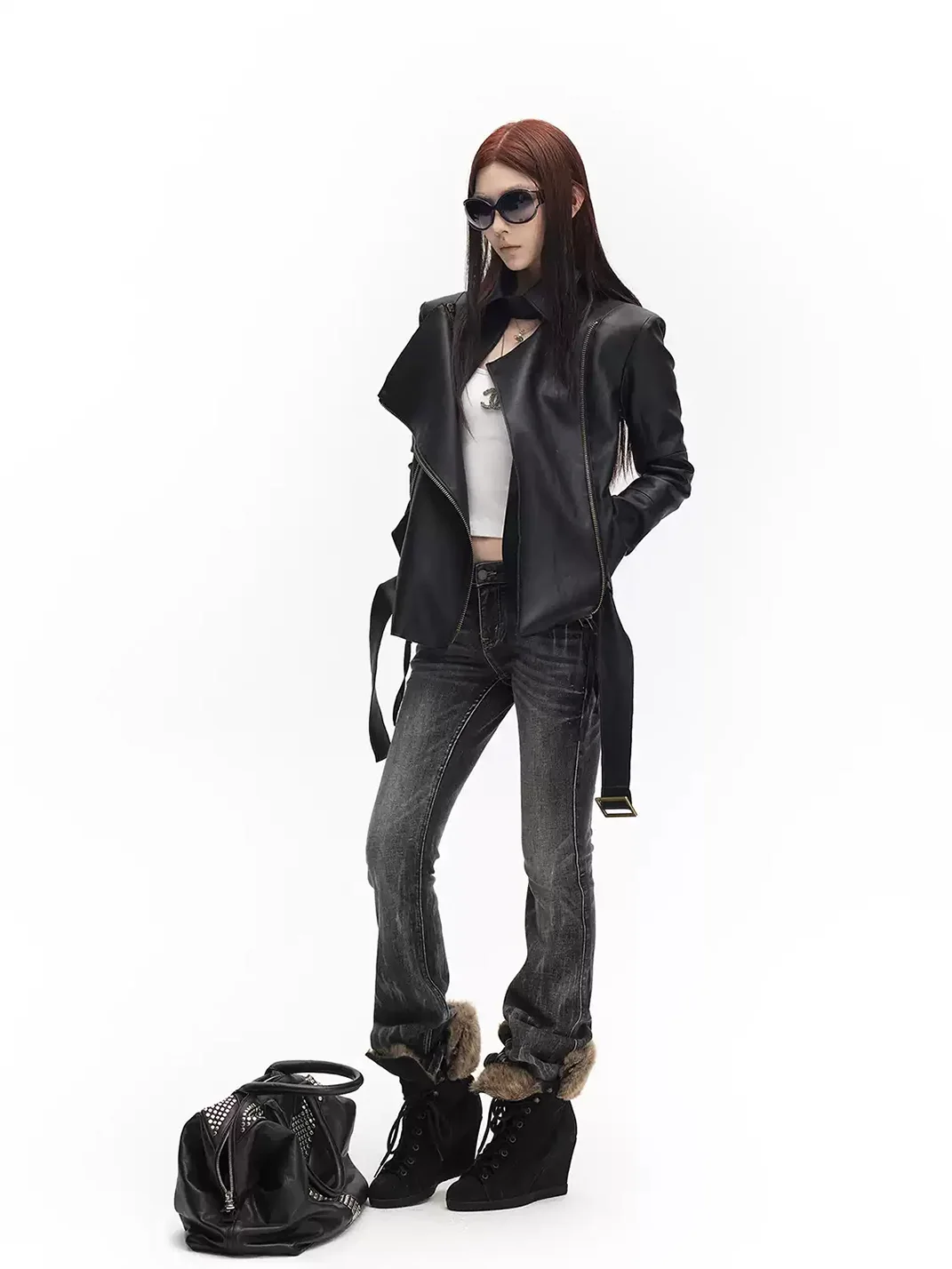 Common in 0120 | Vintage Two-Way Zip Faux Leather Jacket