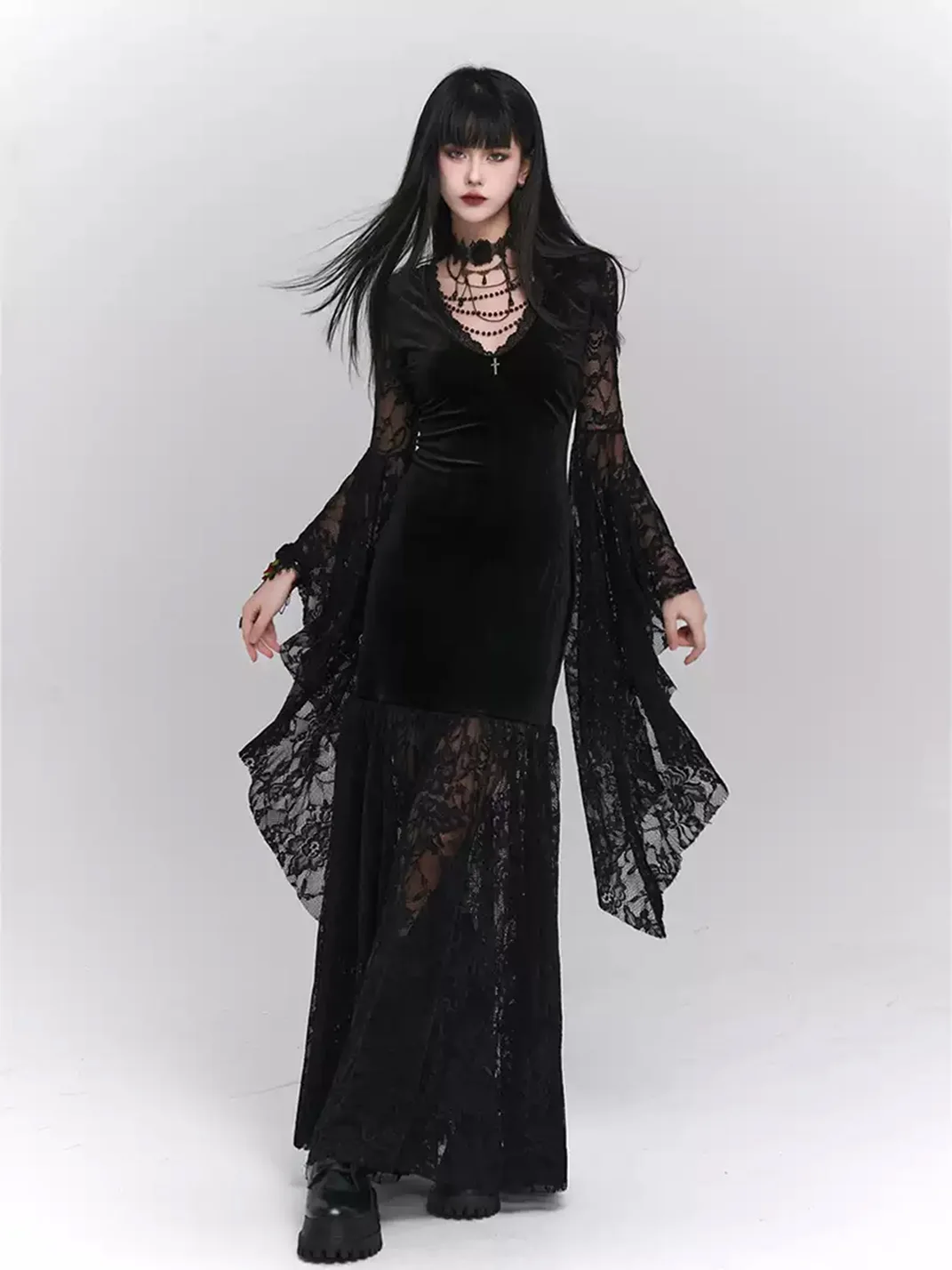 LADYGHOST | Black Gothic Medieval Maxi Dress