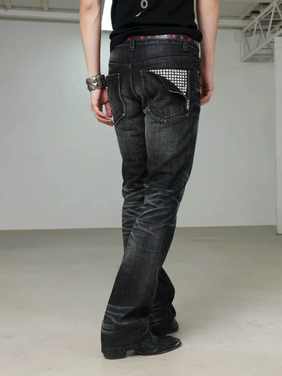 Rebrllion | Star Studded Washed Skinny Whiskered Jeans - 2