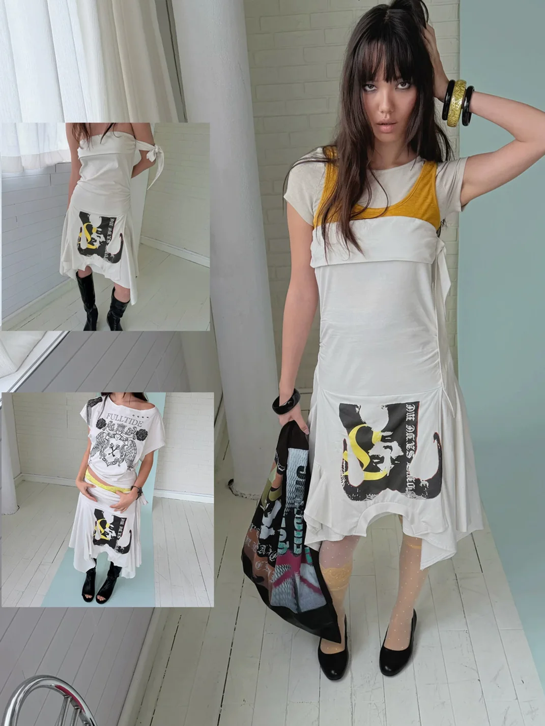FULLTIDE | Deconstructed Two-Way Ruched T-Shirt Dress