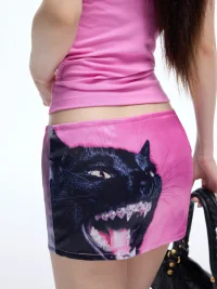 Common in 0120 | Low-Rise Cat Print Mini Skirt