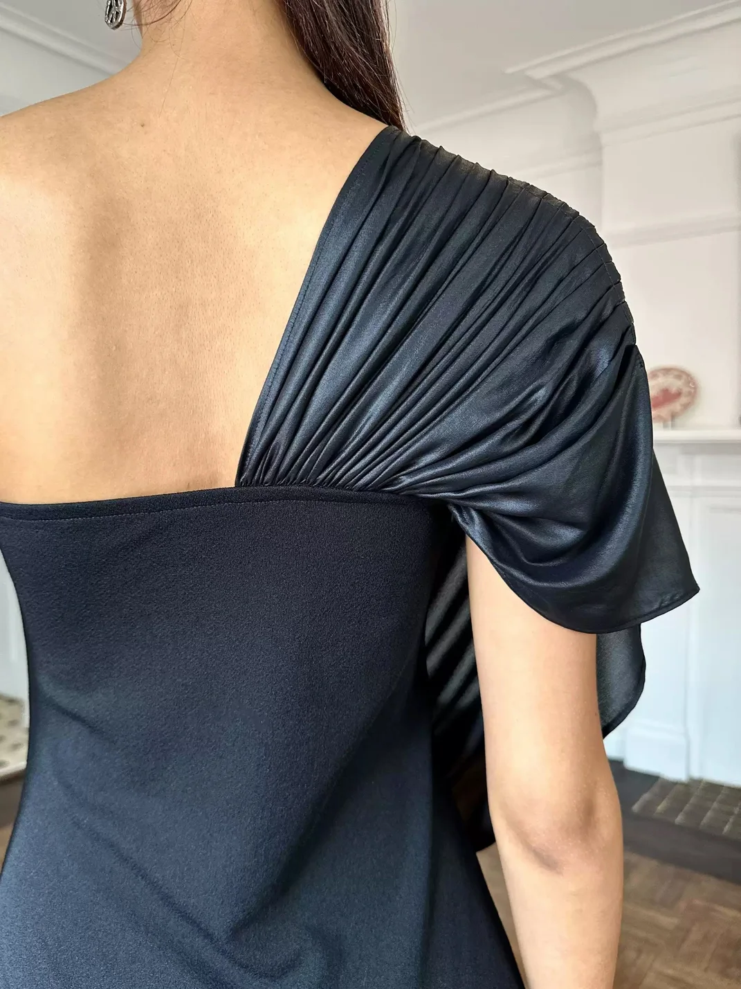 HOL!DAY | Draped Ruched Coated Chiffon Strapless Zipper Dress