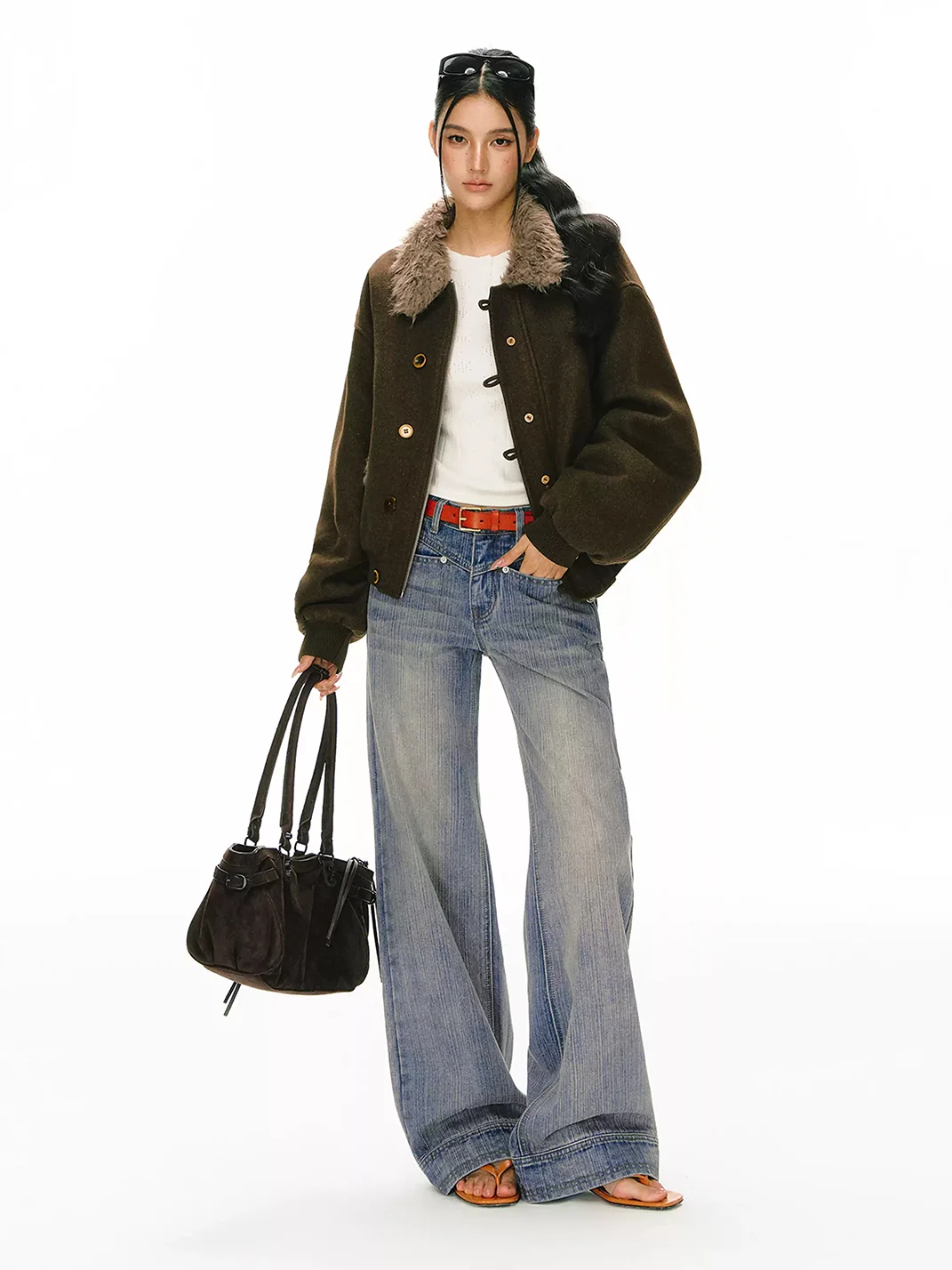 ARISEISM | Loose Low-Rise Washed Jeans