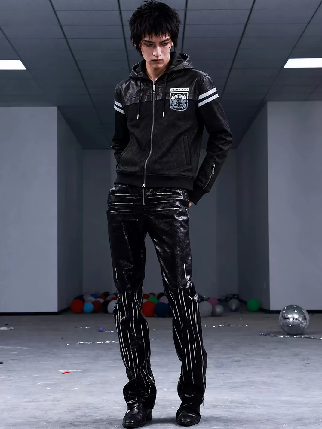 PAIKI | Slim Fit Hooded Panelled Jacket With Reflective Stripes