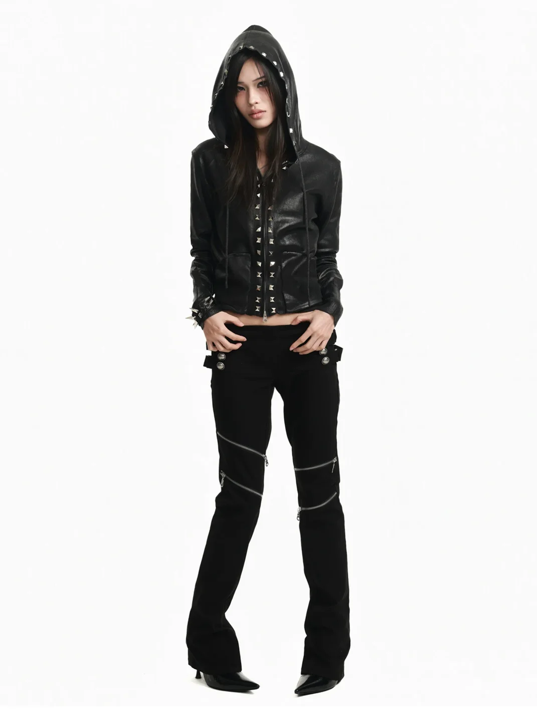 Rebrllion | Waxed Studded Slim-Fit Knit Sweater