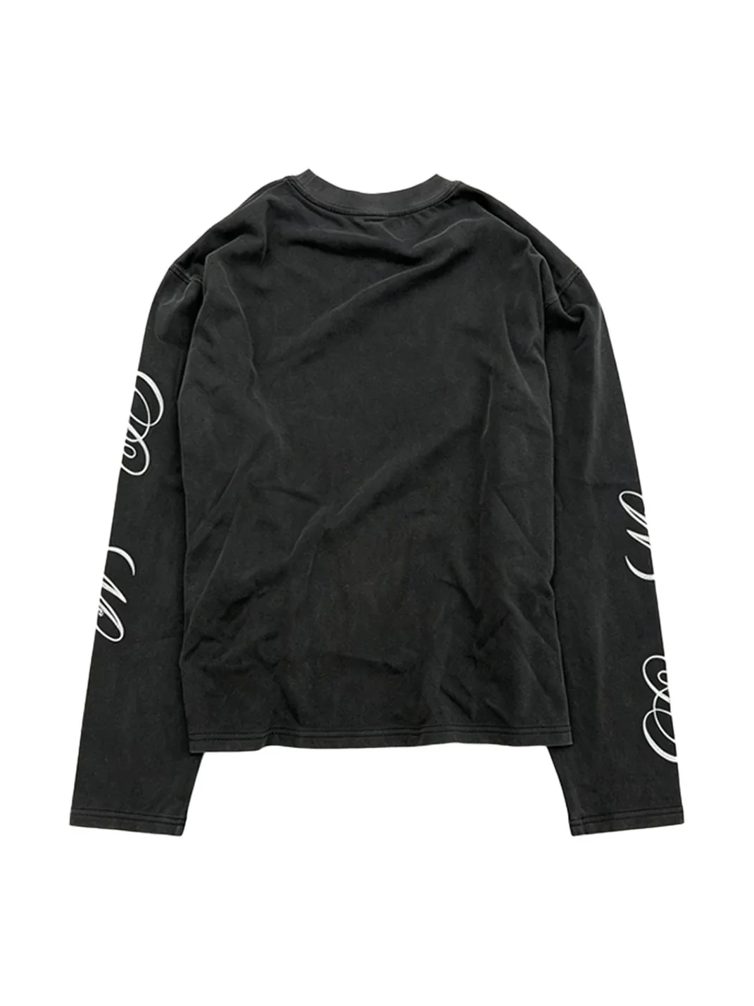 LuuuCam | Distressed Lip Print Long-Sleeve Script T-Shirt
