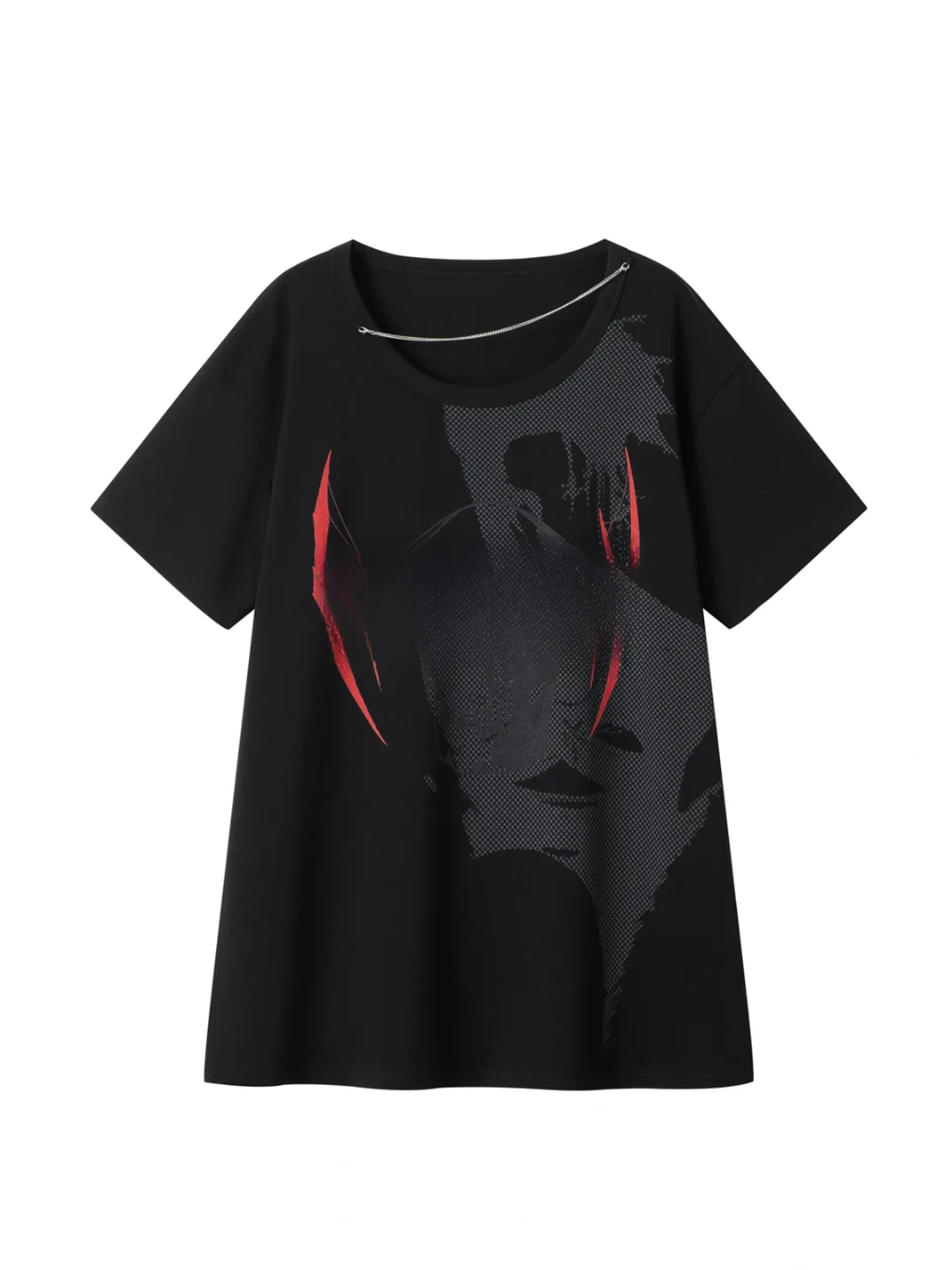 GOST | Oversized Chain Detail Silhouette Print Short-Sleeve Dress