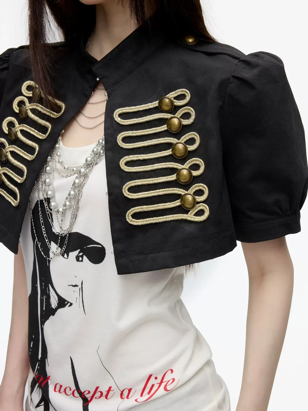 Common in 0120 | Cropped Double-Breasted Braided Military Jacket