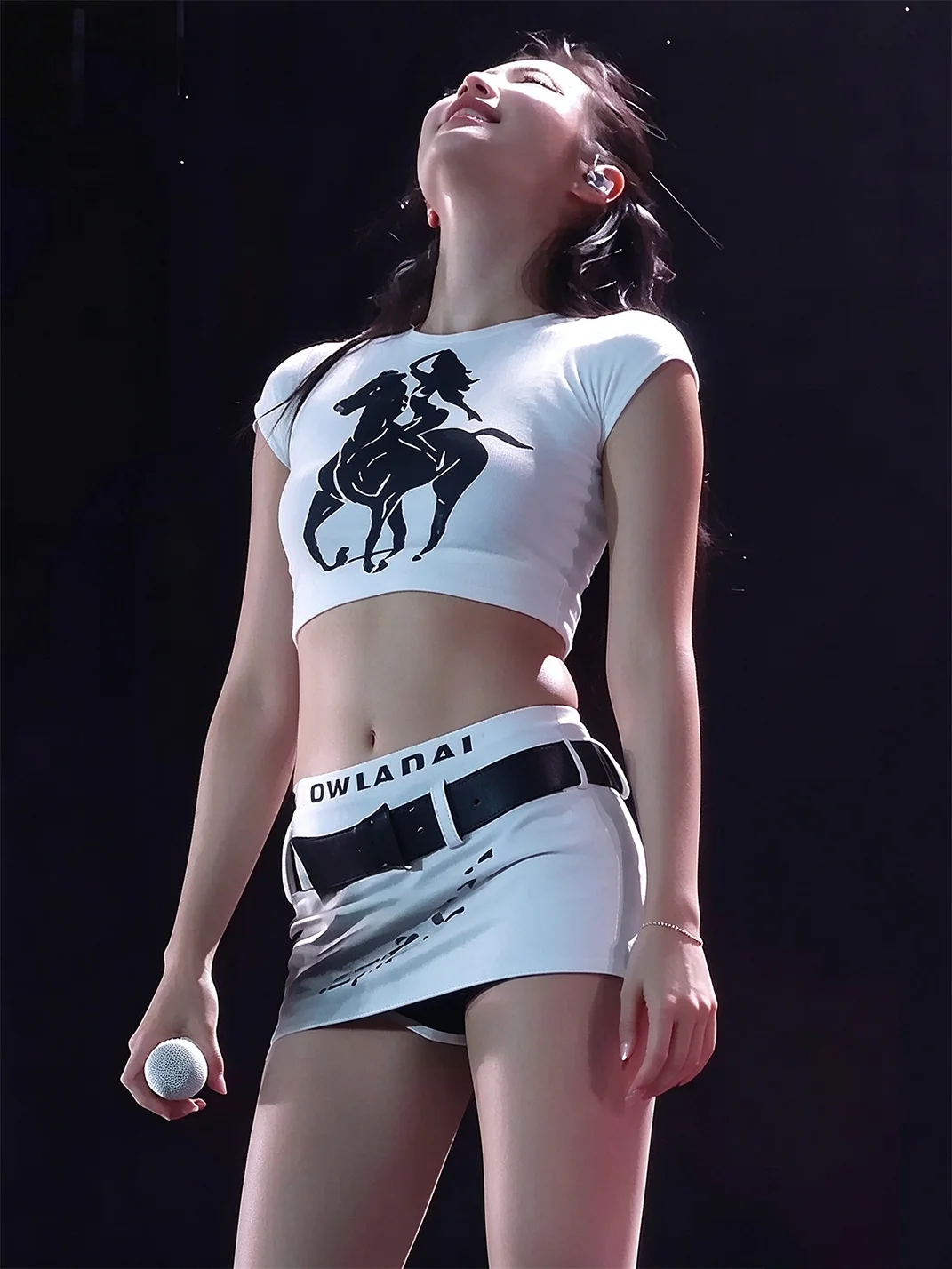 GDNH | Printed Cropped T-Shirt And Low-Rise Mini Skirt Set