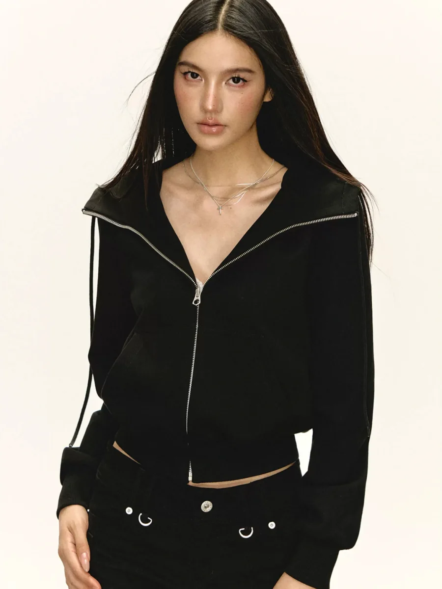 ARISEISM | Cropped Devil Ear Zip-Up Hoodie - 4