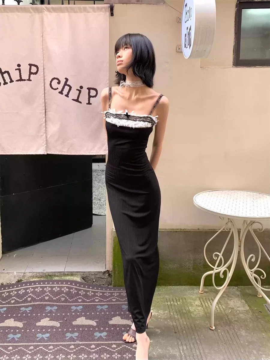 Chipchipshop | Lace Trim Stretch Slim-Fit Adjustable Strap Dress - 3
