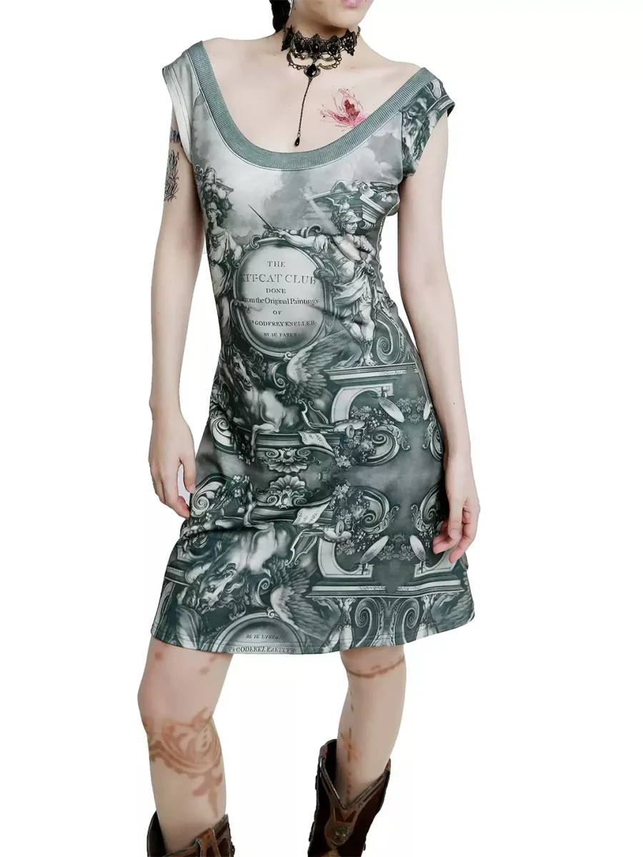 MICHICAT | Classical Print Crossback Ring Detail Mini Dress - 2