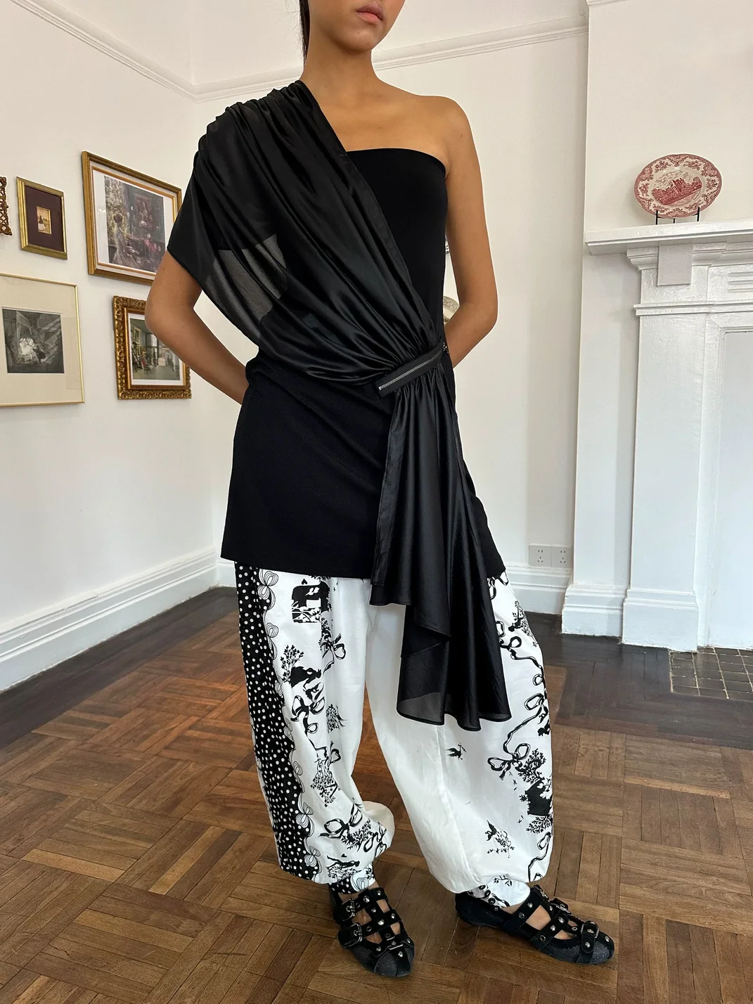 HOL!DAY | Draped Ruched Coated Chiffon Strapless Zipper Dress