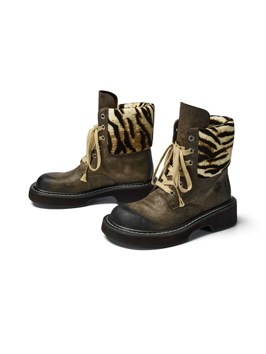 XMZY | Retro Western Workwear Platform Boots - 2