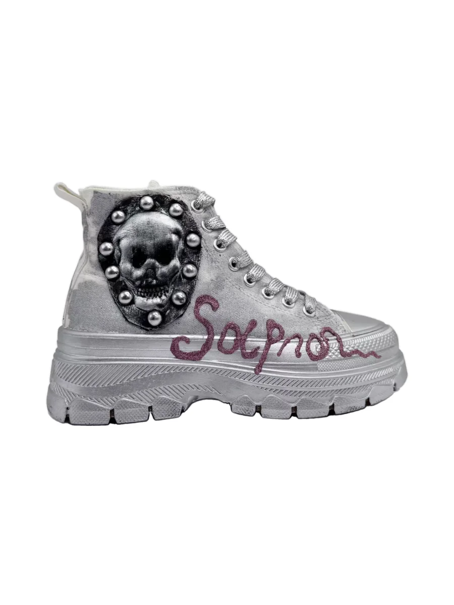 Savage Growth | Hand-Painted Platform Canvas Sneakers - 4