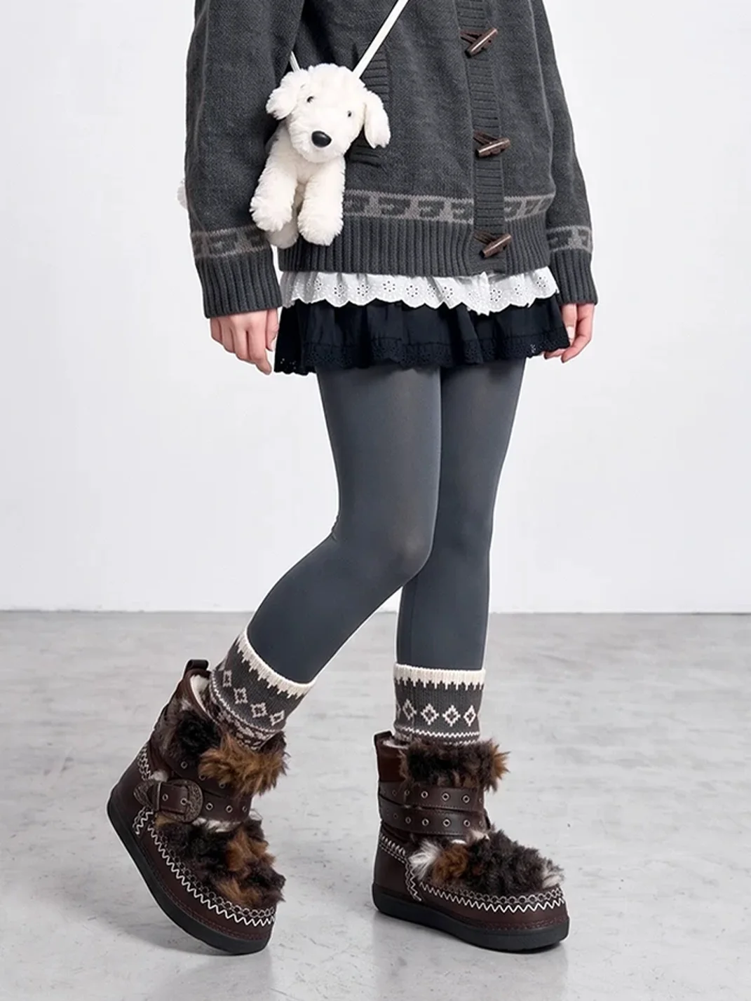 LMDD | Platform Buckle Strap Plush Snow Boots