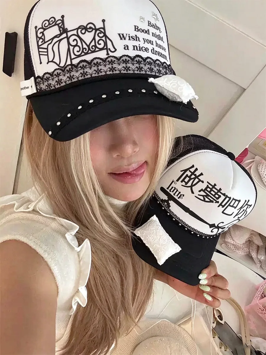 Wolf Grandmother | Handmade Pillow Detail Printed Baseball Cap - 3