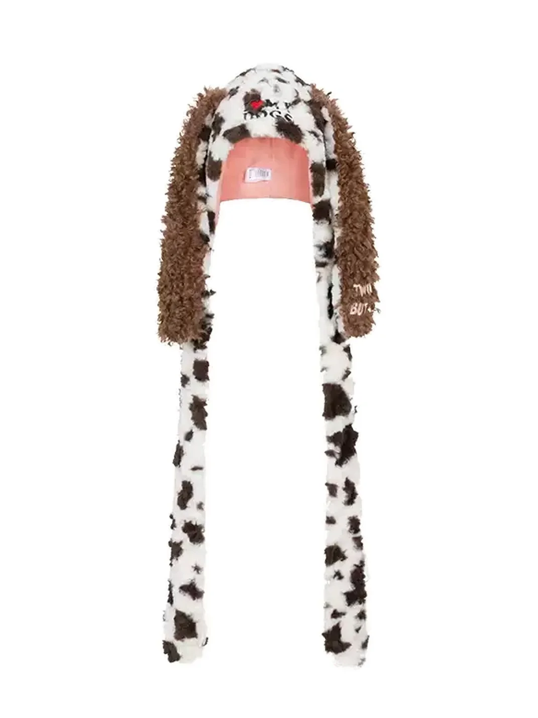TWINBUTA | Cow Print Plush Hat And Scarf