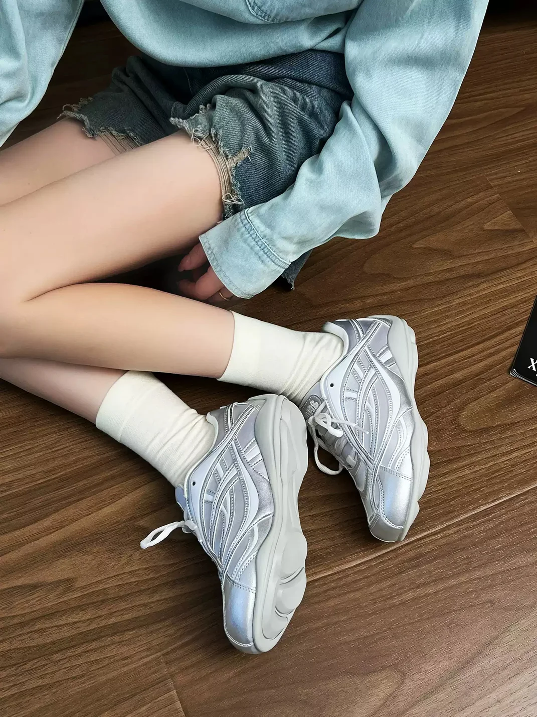 MQMS | Silver Mesh Lightweight Trainer Sneakers