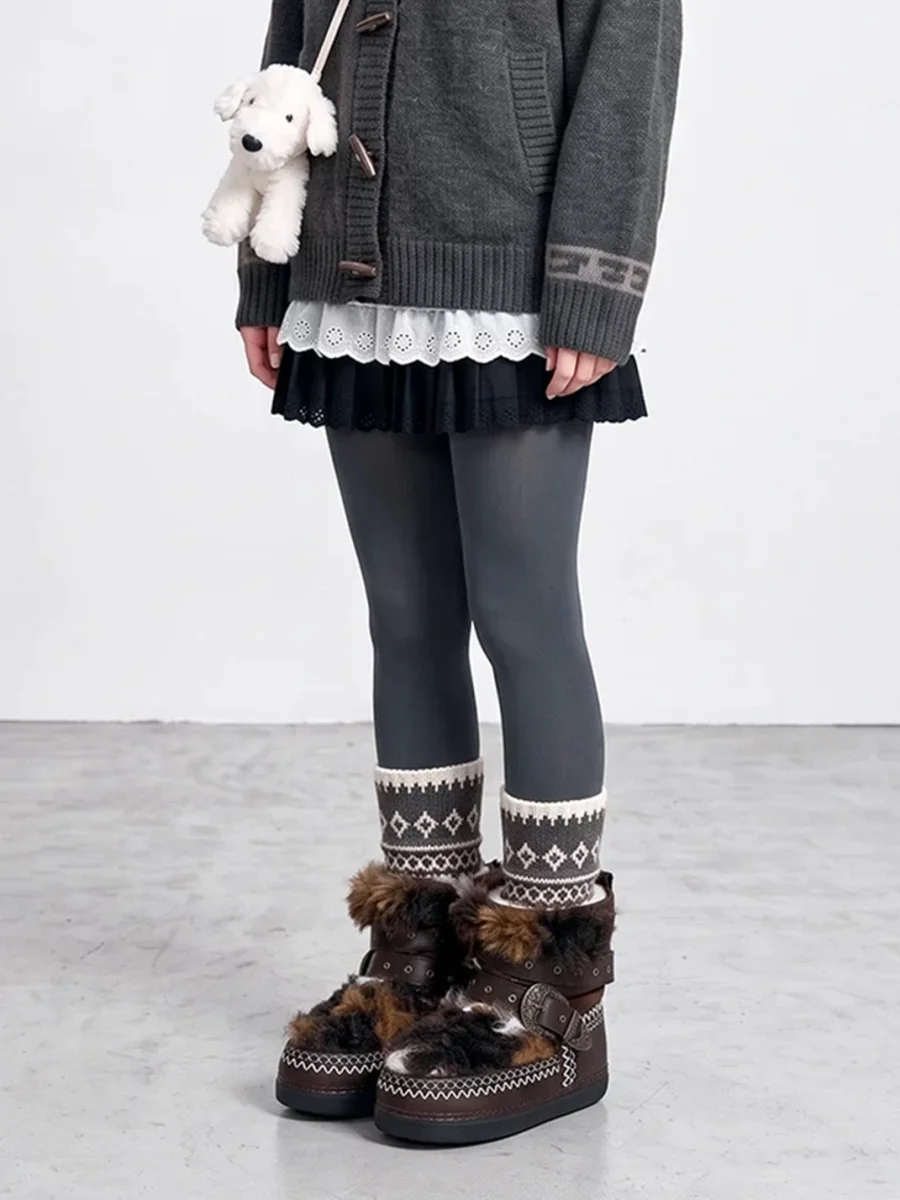 LMDD | Platform Buckle Strap Plush Snow Boots - 3