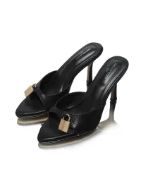 Unicornblood | Metal Lock Peep-Toe Stiletto Mules