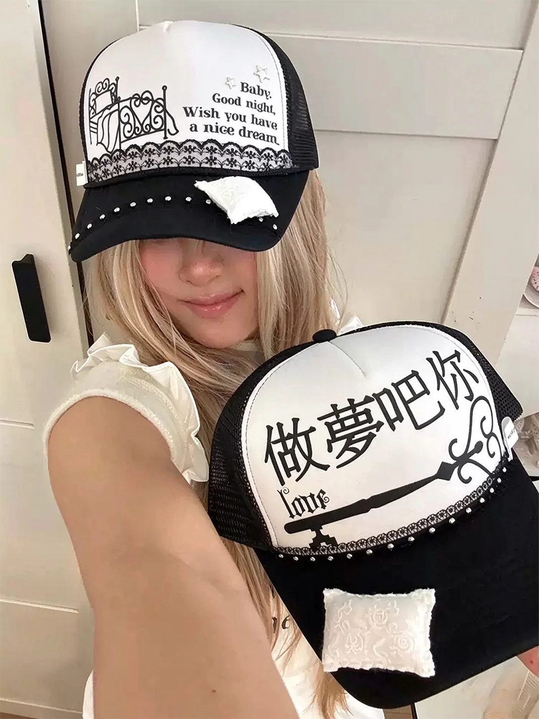 Wolf Grandmother | Handmade Pillow Detail Printed Baseball Cap