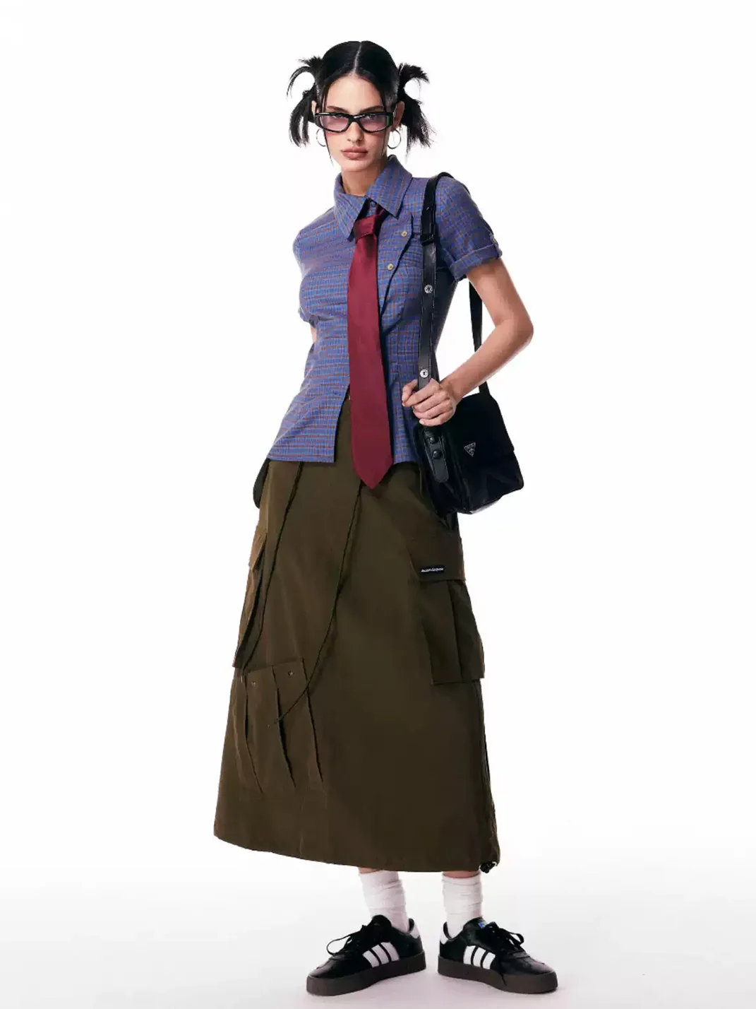 JIKOO | Blue Plaid Short Sleeve Collared Shirt