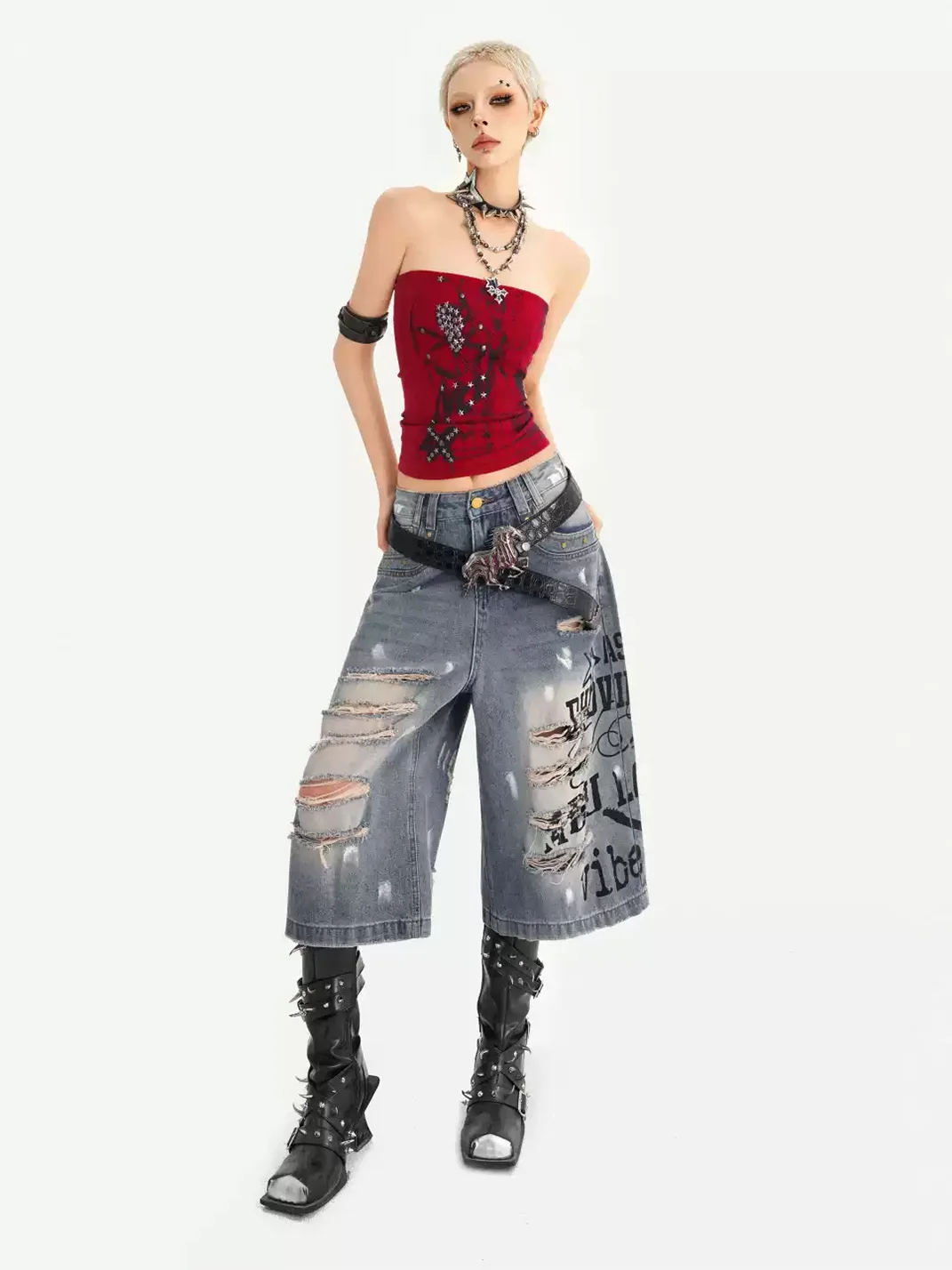 Nico Molly | Studded Slim-Fit Red Tube Top