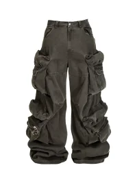 THEWET | Washed Distressed Spray-Stained Cargo Pants