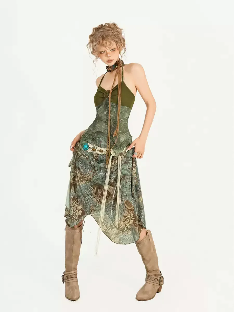 Nico Molly | Printed Camisole And Asymmetrical Skirt Set - 3