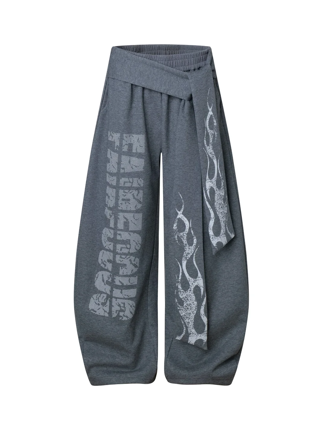 BLACKLISTS | Flame Lettering Tie-Waist Wide-Leg Sweatpants
