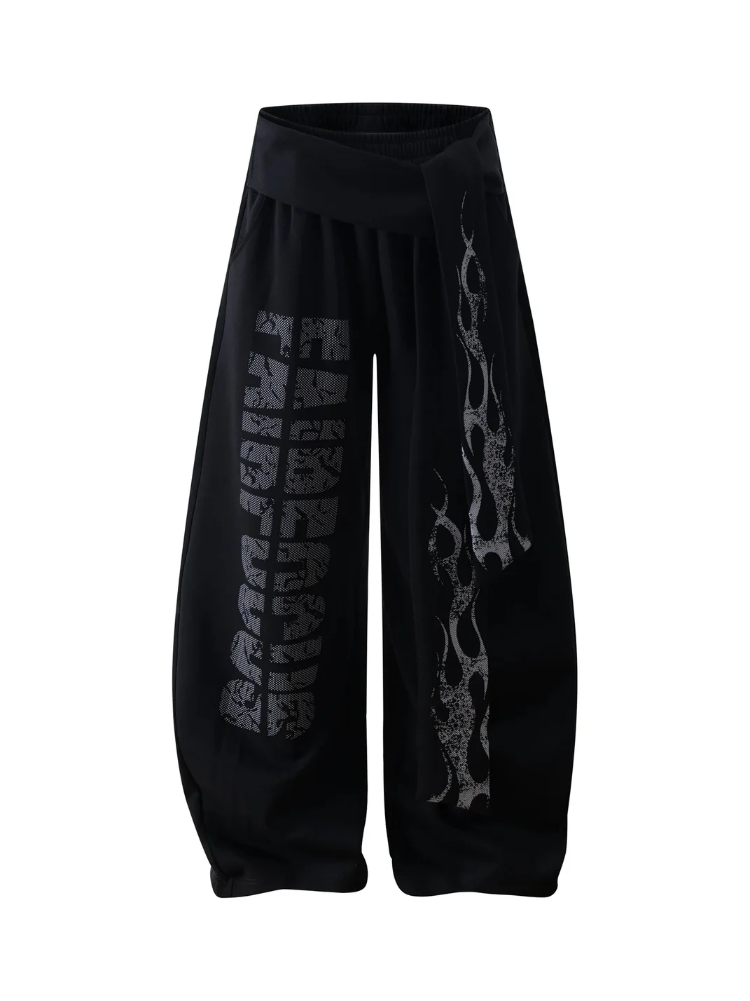 BLACKLISTS | Flame Lettering Tie-Waist Wide-Leg Sweatpants