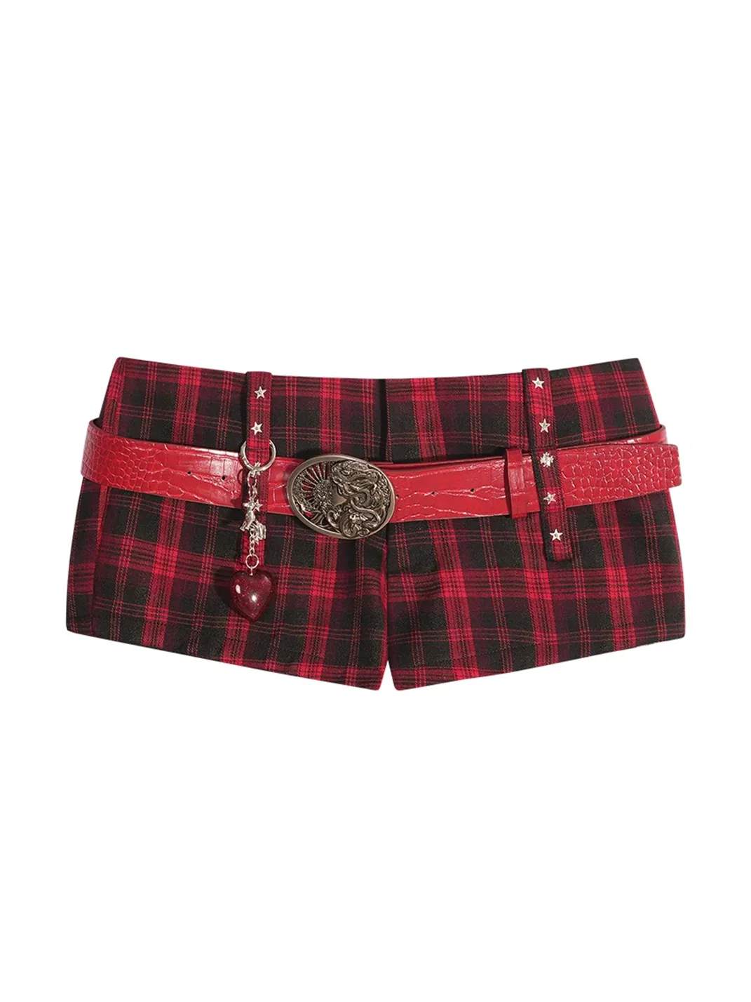 Nico Molly | Off-Shoulder Plaid Knit Top And Shorts Set