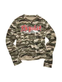 THEWET | Waffle Gothic Skull Print Camouflage Long Sleeve T-Shirt