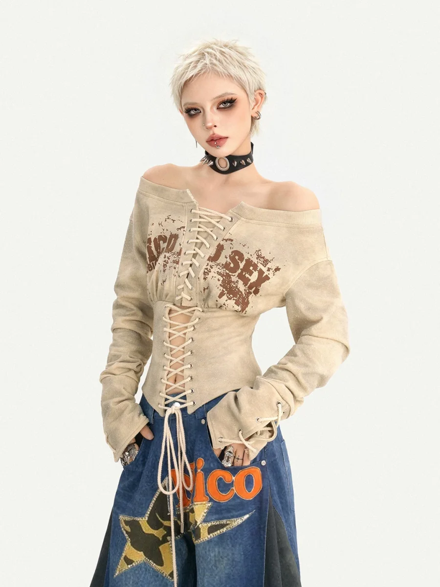 Nico Molly | Off-Shoulder Lace-Up Fitted Shirt - 3