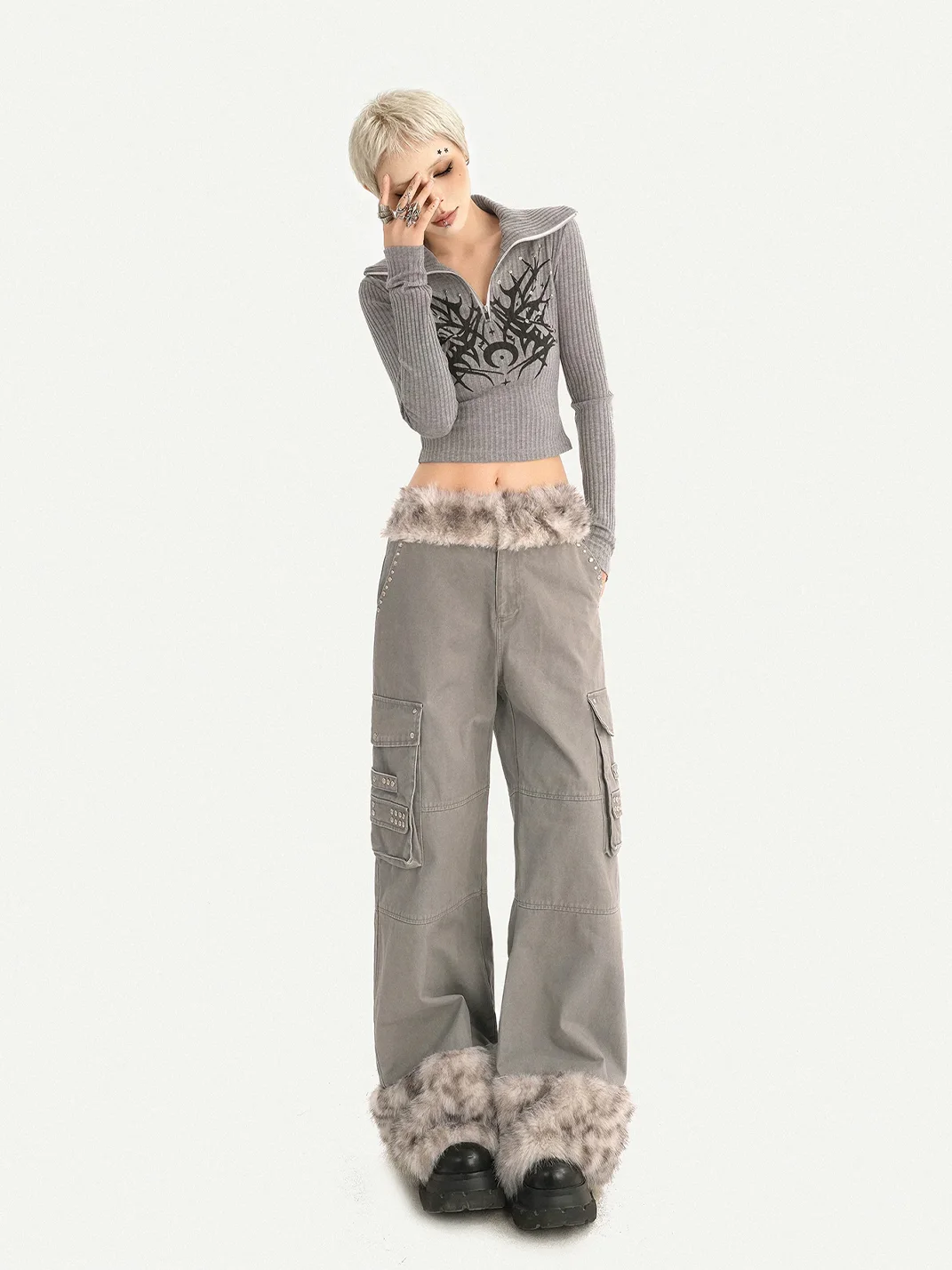 Nico Molly | Plush Sleeveless Vest And Knit Top Set
