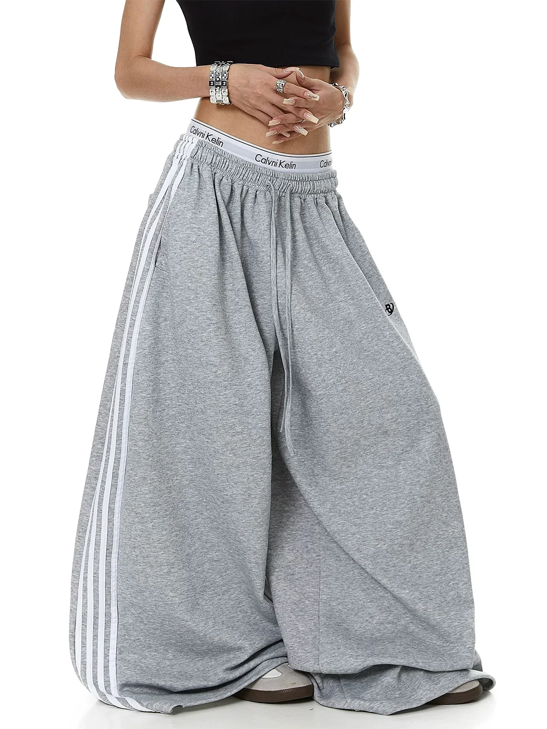 BLACKLISTS | Contrast Stripe Loose Wide-Leg Sweatpants