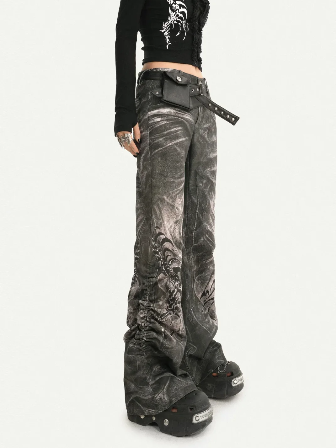 Nico Molly | Slim-Fit Long-Sleeve Lace Panel High-Neck T-Shirt And Pants