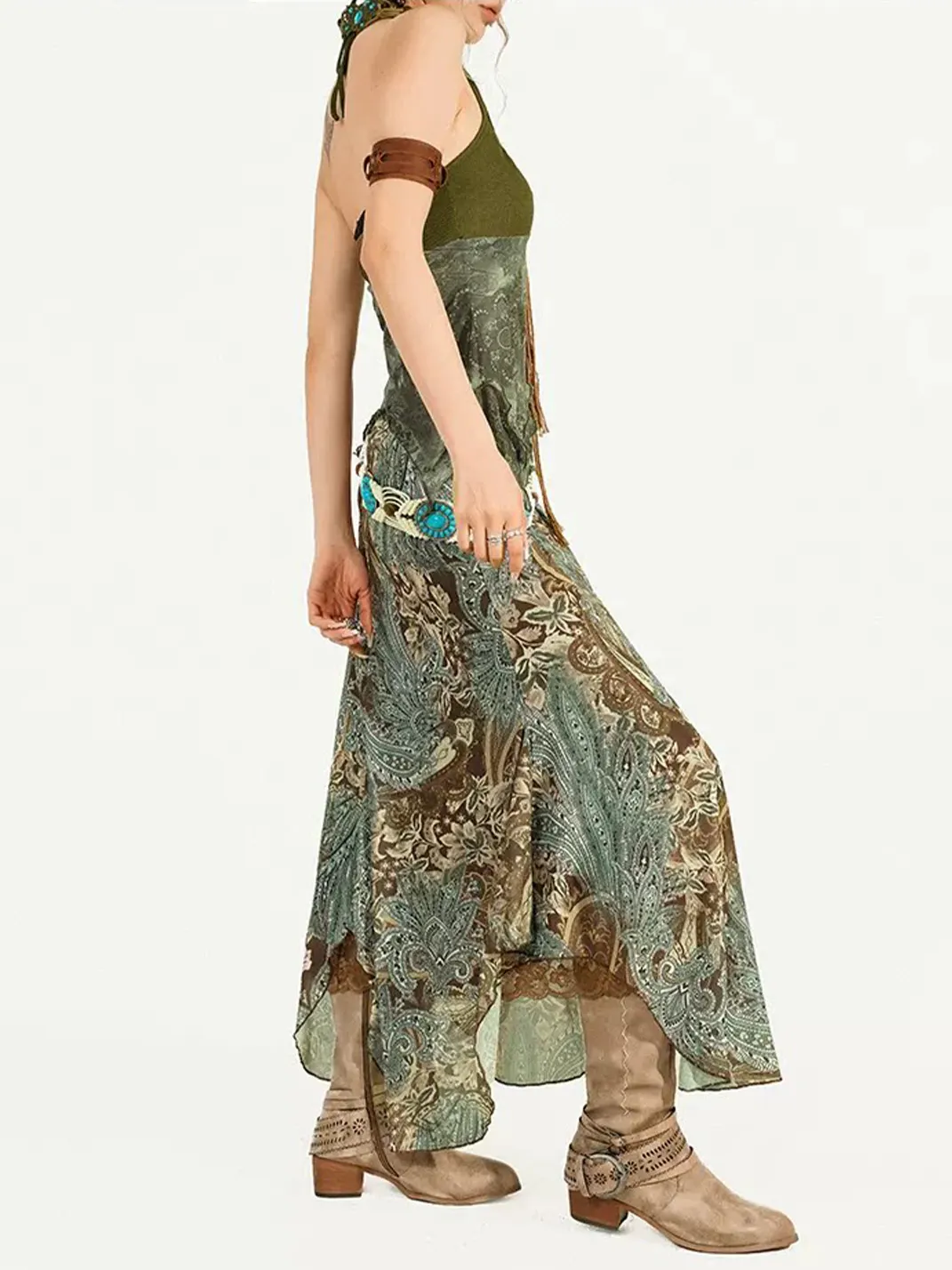 Nico Molly | Printed Camisole And Asymmetrical Skirt Set