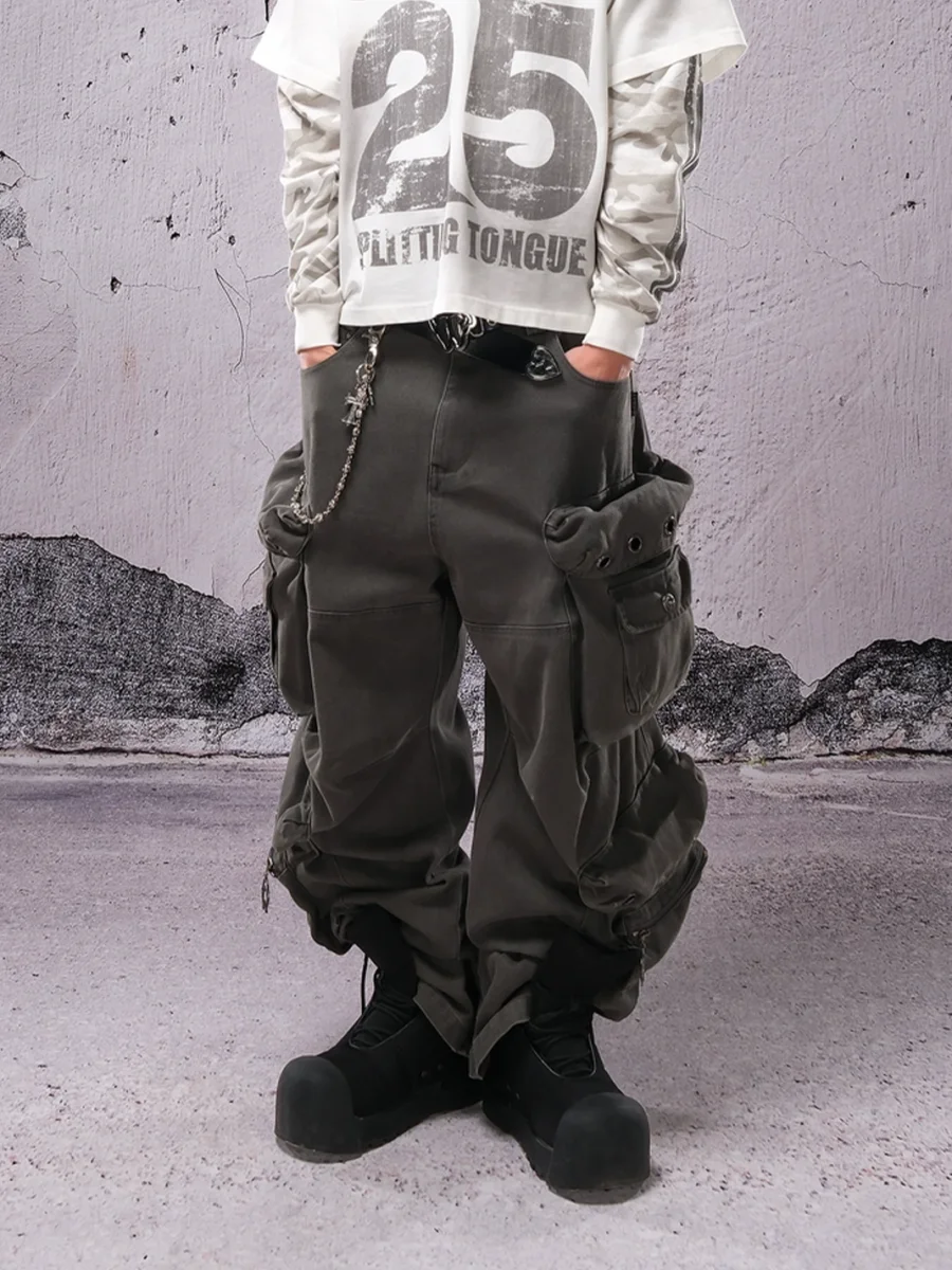 THEWET | Washed Distressed Spray-Stained Cargo Pants - 2